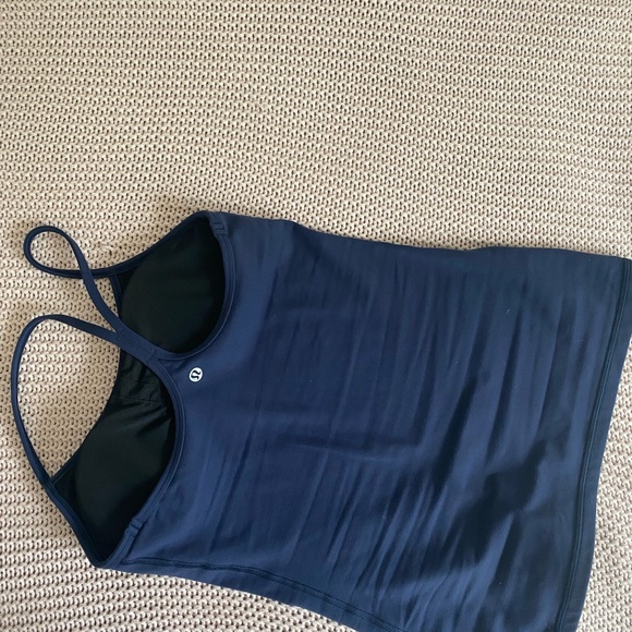 Navy Lululemon (built in bra) tank top - Picture 3 of 4